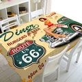 Retro Route 66 tablecloth featuring pin-up girl and vintage truck on a dining table - American Retro Route 66 (ZB699-1) / 40x60cm Brushed Fabric