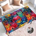 Artistic cat print summer tablecloth with 4 adhesive fasteners for secure table fixing - Zb697-22 / 40*60cm Brushed Fabric