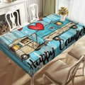 Nappe bleue Happy Camper avec motif de camping-car rétro et cœur pour décor de table - Happy Camper Camping En Camping-car (ZB699-12) / 40x60cm Tissu Brossé