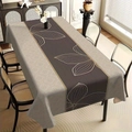 Modern rectangle beige tablecloth with brown stripes and leaf pattern for dining tables - Zb697-16 / 40*60cm Brushed Fabric