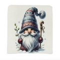 Weihnachtliche Stuhlhousse mit Wichtel-Motiv aus Vintage-Leinen mit blauem Hut und Bart - 49*58cm / Weihnachtswichtel Stil 2 (TYT381-2)