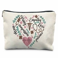 Nurse themed canvas makeup bag in off-white featuring medical heart design and zipper - Career Value Heart Combination (TSND37-36)