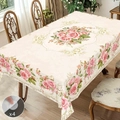 Summer rectangular tablecloth with pink rose floral pattern and 4 adhesive fasteners - Zb697-19 / 40*60cm Brushed Fabric