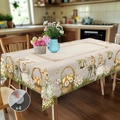Detailed view of Easter tablecloth with bunny prints and 4 adhesive non-slip pads included - Zb702-14 / 40*60cm Brushed Fabric