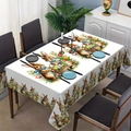 Close-up of Easter tablecloth with hand-painted bunnies, colorful eggs, and tulips - Zb702-21 / 40*60cm Brushed Fabric