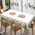 Easter tablecloth with bunnies, colorful eggs and tulips on a wooden dining table - Zb702-9 / 40*60cm Brushed Fabric