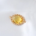 18 Karat vergoldeter ovaler gelber Edelstein-Anhänger für die DIY-Schmuckherstellung - Ovaler Strassanhänger Nur (ohne Kette) (NAA01-2) / 2.2cm x 1.4cm / Gelb