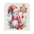 Housse de chaise bonhomme de neige rose avec paillettes et message Happy Holidays - 49*58cm / Bonhomme de Neige Rose (TYT14-1)