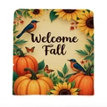 Welcome Fall seasonal chair cover featuring autumn pumpkin and sunflower print - Bird Sunflower Pumpkin (TYT92-2)