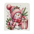 Housse de chaise de Noël avec motif bonhomme de neige rose pour décoration festive - 49*58cm / Bonhomme de Neige Cadeau (TYT14-2)