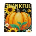 Thanksgiving Stuhlbezug mit Kürbis und Thankful Schriftzug auf schwarzem Grund - Schwarzer Hintergrund Dankbarer Kürbis (TYT92-5)