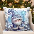 Blue Christmas elf print square pillow cover for winter home sofa decoration - Blue Christmas Gnome Pattern 4(CDR388-4) / 45*45cm Short Plush Single Sided Without Core