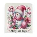 Christmas snowman cushion cover with Merry and Bright print and holiday candy cane decor - 49*58cm / Floral Snowman (TYT14-5)