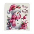 Cute pink snowman Christmas pillow cover with Merry and Bright text for festive decor - 49*58cm / Dreamy Snowman (TYT14-8)