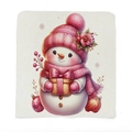 Pink snowman Christmas chair cover in linen texture for holiday dining room decor - 49*58cm / Box-holding Snowman (TYT14-10)