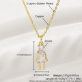 Halskette aus vergoldetem Kupfer mit Mädchenanhänger, Zirkonia und 45+5cm Kette - Menschliche Figur Halskette (NAL08-2) / Halskette (Kette und Anhänger) / 1.7*0.7cm (Mit Kette) / Gold