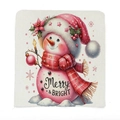 Christmas snowman chair cover with Merry and Bright text on linen texture fabric - 49*58cm / Merry Snowman (TYT14-13)