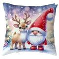 Christmas pillowcase featuring cute reindeer and Santa Claus cartoon illustration - 45*45cm Short Plush Single Sided / Santa And Reindeer (CDR386-6)