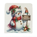 Linen Christmas pillowcase featuring a cute snowman design with Merry Christmas sign - 49*58cm / Guide Sign Snowman (TYT14-14)
