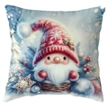 Christmas gnome pillowcase with red snowflake hat and forest berries for home sofa - 45*45cm Short Plush Single Sided / Gnome in Red Snowflake Hat (CDR386-10)