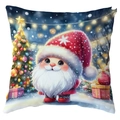 Christmas elf pillow cover with cute Santa Claus illustration on soft white fabric - 45*45cm Short Plush Single Sided / Santa and Gift Boxes (CDR386-11)