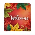 Herbstliche Stuhlhusse mit Ahornblatt-Motiv und Welcome-Schriftzug in Warmtönen - Farbverlauf Willkommen Herbst (TYT92-20)
