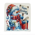 Christmas snowman chair cover with red hat and holiday gift box print on linen fabric - 49*58cm / Holiday Snowman (TYT14-19)