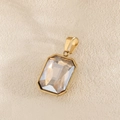 Rechthoekige champagne edelsteen hanger met gouden zetting voor het maken van sieraden - Waterdruppel Hanger Alleen (Zonder Ketting) / Champagnegoud