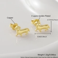 Golden dachshund stud earrings made of gold-plated copper with a polished finish - Dachshund (ET08-3)