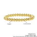 Polished 18k gold plated copper bead bracelet with 0.6cm round beads for layering - Gold Round Beads (NZ05-2)