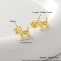 Golden plated copper Scottish Terrier dog stud earrings with polished mirror finish - Puppy (ET09-6)