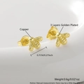 Gold plated copper bee stud earrings with zircon inlay and triple layer plating finish - Bee (ET11-6)
