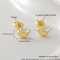 Golden plated copper bird stud earrings with detailed feather texture and 3 layers plating - Bird (ET11-7)