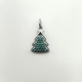 Silberner Weihnachtsbaum Anhänger mit grünen Kristallen und Stern oben drauf - Silber Weihnachtsbaum (NAG05-8)
