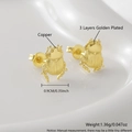 Golden plated beetle insect stud earrings with cubic zirconia set in durable copper material - Beetle (ET12-3)