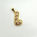 Vergoldeter Buchstabe J Anhänger mit roten und weißen Steinen für DIY-Schmuck - Gold Weihnachtsstab (NAG09-7)