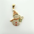 Vergoldeter Schneemann-Anhänger mit Zirkonia und Perle für DIY-Weihnachtsschmuck - Gold Künstliche Perle Schneemann (NAG05-4)