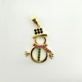 Exquisite gold-plated snowman pendant with black, pink, and green gemstones for jewelry DIY - Gold Multi-Color Snowman (NAG06-5)