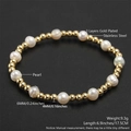 Detail of 17.5cm beaded bracelet with 6mm pearls and 4mm triple-gold plated steel beads - Gold Plated Pearl (NJ05-2)