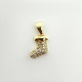 Gold plated Christmas stocking charm with sparkling crystals for DIY jewelry making - Gold Rhinestone Stocking (NAG07-9)