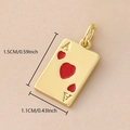 Colgante carta As de Corazones en latón bañado en oro para joyería artesanal 1,5cm - As de Corazones Chapado en Oro (NAK08-4)