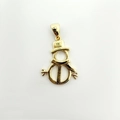 Charming snowman pendant in gold-plated brass with hollow design and green gemstone - Gold Smooth Snowman (NAG01-3)