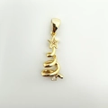 Gold Christmas tree pendant charm with star top and cubic zirconia inlay for DIY jewelry - Gold Spiral Christmas Tree (NAG10-5)