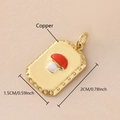 Detalle de colgante de hongo en cobre chapado en oro de 1,5 cm x 2 cm para hacer joyas - Seta Cuadrada Chapada en Oro (NAK11-6)