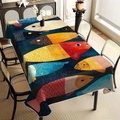 Nappe rectangulaire moderne avec motifs de poissons colorés sur tissu bleu foncé - Art Poisson Bleu Foncé (ZB699-8) / 40x60cm Tissu Brossé