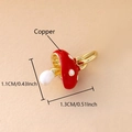 Cute red mushroom pendant made of gold-plated copper with white dots and zircon accents - Real Gold Plated / Dotted Mushroom (NAK09-7)