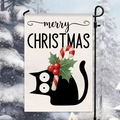 Christmas garden flag featuring a black cat with candy canes and merry Christmas text - Candy Cane Cat Christmas Style (HYQ95-18)