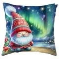 Christmas gnome pillow cover featuring festive Nordic hat and winter starry night print - Aurora Starry Sky Gnome (CDR387-5) / 45*45cm Short Plush Single Sided Without Core