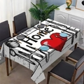 Nappe rectangulaire en polyester avec couverts noirs et motif Home coeur rouge - Style Cœur Home Sweet Home (ZB699-14) / 40x60cm Tissu Brossé