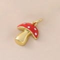 Detail of a gold-plated mushroom pendant with red enamel and white polka dots - Real Gold Plated / Red Mushroom (NAK11-8)